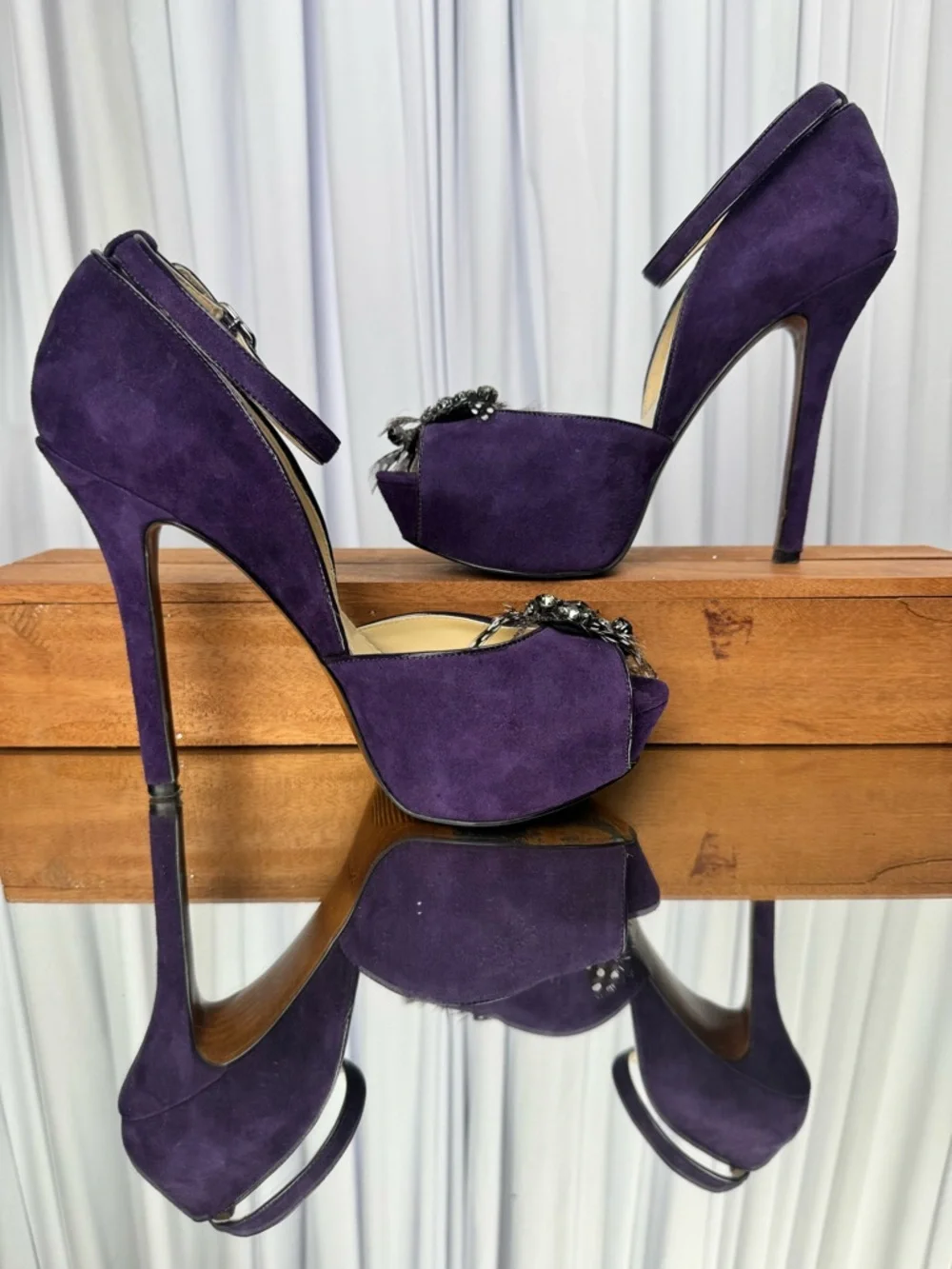 Enzo Angiolini Thaddea Suede Platform Peep-Toe Pumps